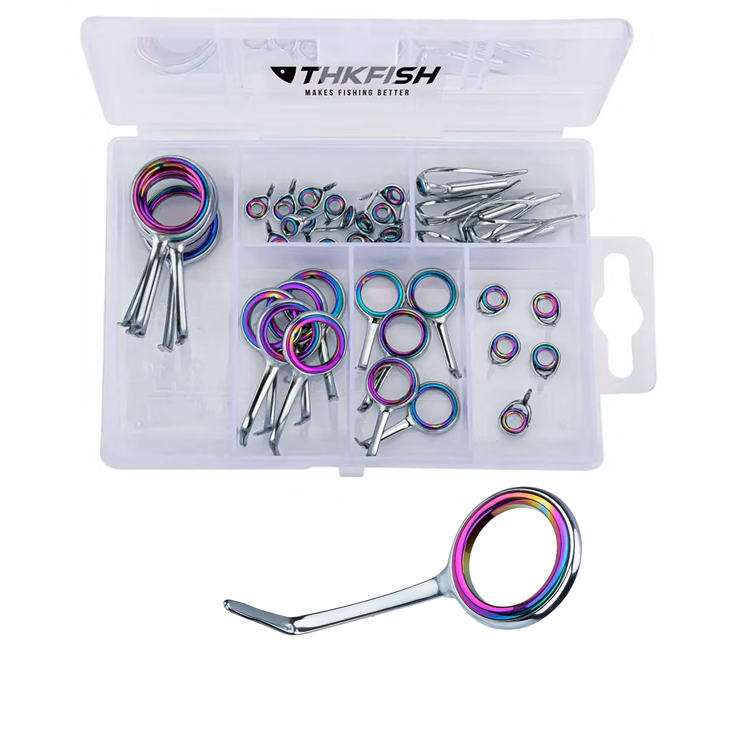 Fishing Rod Guide Replacement - Colorido aço inoxidável Pesca Rod Guias
